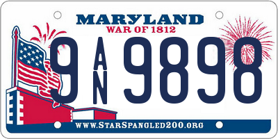 MD license plate 9AN9898