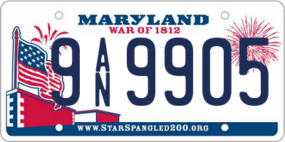 MD license plate 9AN9905