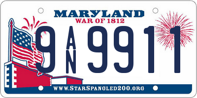 MD license plate 9AN9911