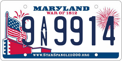 MD license plate 9AN9914
