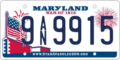 MD license plate 9AN9915