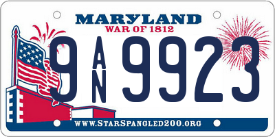 MD license plate 9AN9923
