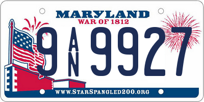 MD license plate 9AN9927