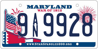 MD license plate 9AN9928