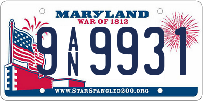 MD license plate 9AN9931