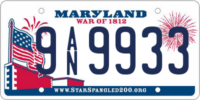 MD license plate 9AN9933