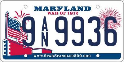 MD license plate 9AN9936