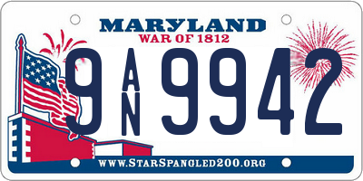 MD license plate 9AN9942