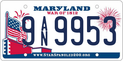 MD license plate 9AN9953