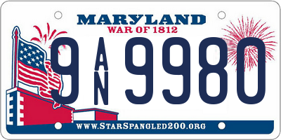 MD license plate 9AN9980