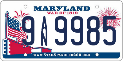 MD license plate 9AN9985