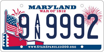 MD license plate 9AN9992