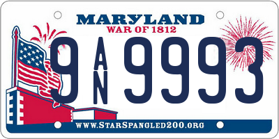 MD license plate 9AN9993
