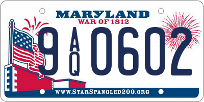 MD license plate 9AQ0602