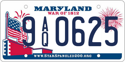 MD license plate 9AQ0625