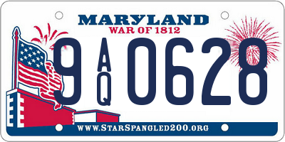 MD license plate 9AQ0628
