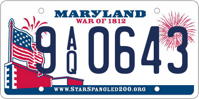 MD license plate 9AQ0643