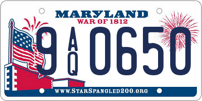 MD license plate 9AQ0650