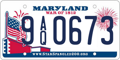 MD license plate 9AQ0673