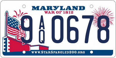 MD license plate 9AQ0678