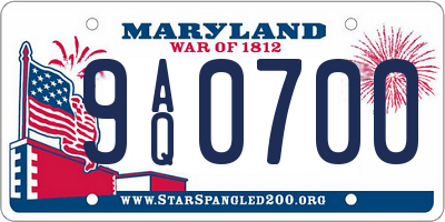 MD license plate 9AQ0700