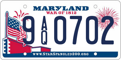 MD license plate 9AQ0702