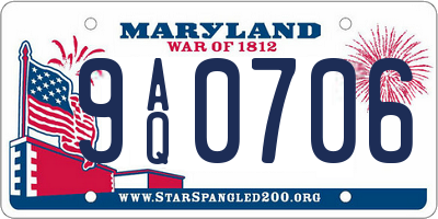 MD license plate 9AQ0706