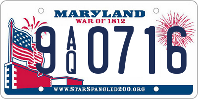MD license plate 9AQ0716