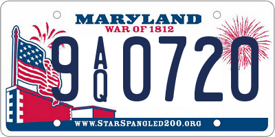 MD license plate 9AQ0720