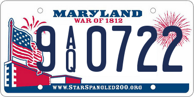 MD license plate 9AQ0722