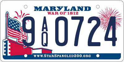 MD license plate 9AQ0724
