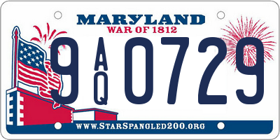 MD license plate 9AQ0729