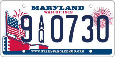 MD license plate 9AQ0730