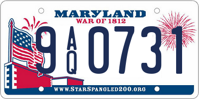 MD license plate 9AQ0731
