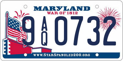 MD license plate 9AQ0732