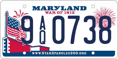 MD license plate 9AQ0738