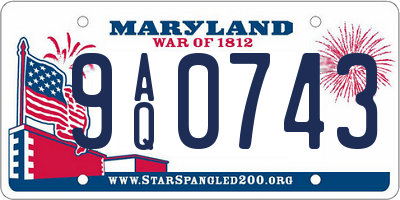 MD license plate 9AQ0743