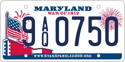 MD license plate 9AQ0750