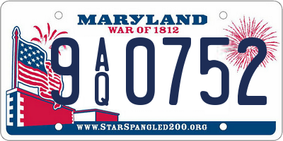 MD license plate 9AQ0752