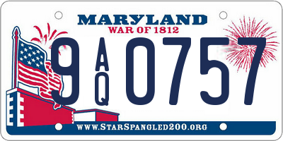 MD license plate 9AQ0757