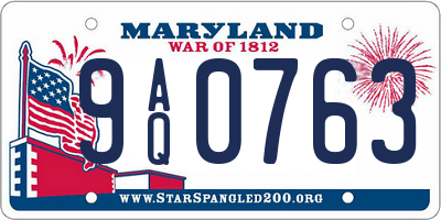 MD license plate 9AQ0763
