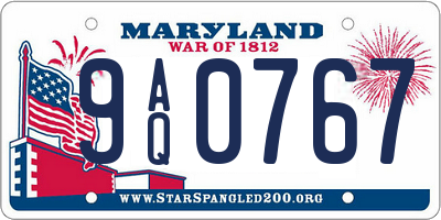 MD license plate 9AQ0767