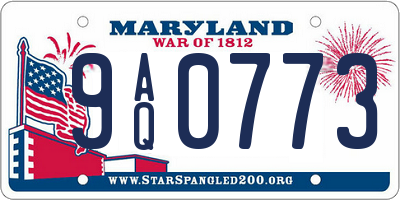 MD license plate 9AQ0773