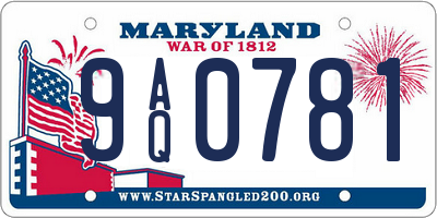 MD license plate 9AQ0781