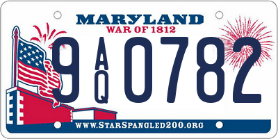 MD license plate 9AQ0782