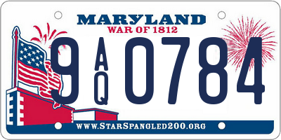 MD license plate 9AQ0784