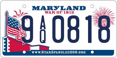 MD license plate 9AQ0818