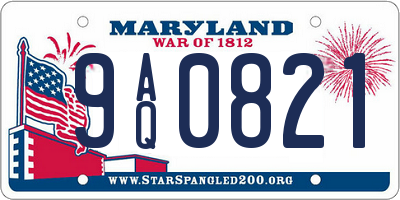 MD license plate 9AQ0821