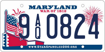 MD license plate 9AQ0824