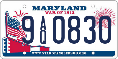 MD license plate 9AQ0830